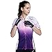 Womens Cycling Jersey Short Sleeve Ladies Bike Shirt Cycle Tops with Pockets Full-Zip Purple