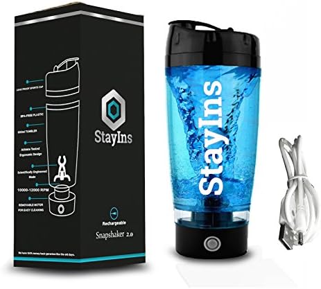 Snapshaker 2.0 - USB Rechargeable Protein Shaker - The World's Most Advanced Electric Vortex Mixer/Blender Bottle (Black)