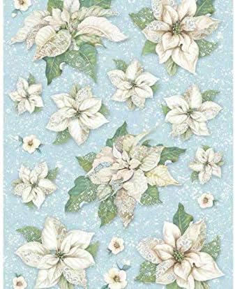 Stella Di Natale Bianca.Carta Di Riso Bianca Stella Di Natale La Stamperia A4 La Carta Di Riso Sul Decoupage Hobby Vernici Amazon It Casa E Cucina