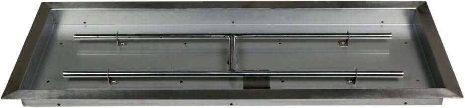Pyromania Stainless Steel Rectangle Drop-in Fire Pit Burner Ring and Pan Assembly, 36 X 12 Inch