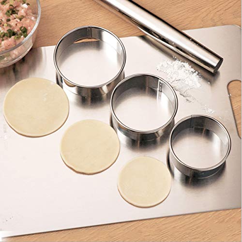 5 Pieces Stainless Steel Dumplings Maker, 2 Dumpling molds (9.5 cm, 7.5 cm) 3 Dumpling Skin Maker (9.5 cm, 8.5 cm, 7.5 cm) Chinese Dumpling Cutter Pie Ravioli Empanadas Press Mold Kitchen Accessories