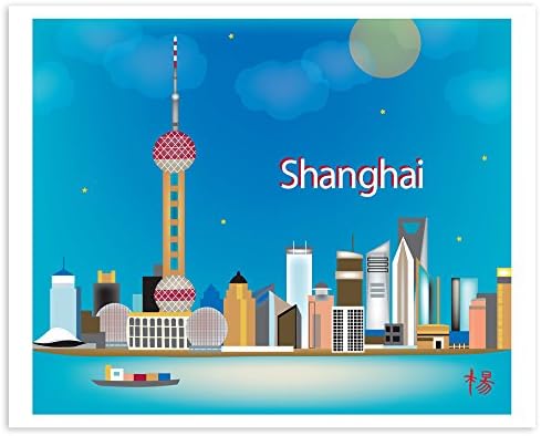 Shanghai, China Print - Retro Inspired Travel Wall Art for Home and Office - art sizes: 8 x 10, 11 x 14, and 16 x 20