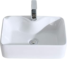 Eridanus Lavabo de Cerámica, Fregadero de Rectángulo sobre Encimera de Serie Rufus-02(48x37x13,5cm) 