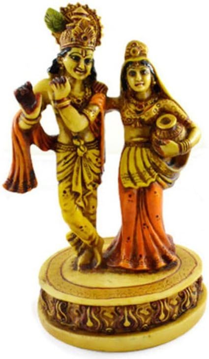 Eurasia Handmade Hand painted Lord Krishna & Radha Resin Figurine Sculpture 8.5" Multi Color