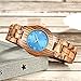 LEFTLY Women Wooden Watch Quartz Movement Lightweight Blue Face Analog Wrist Watches