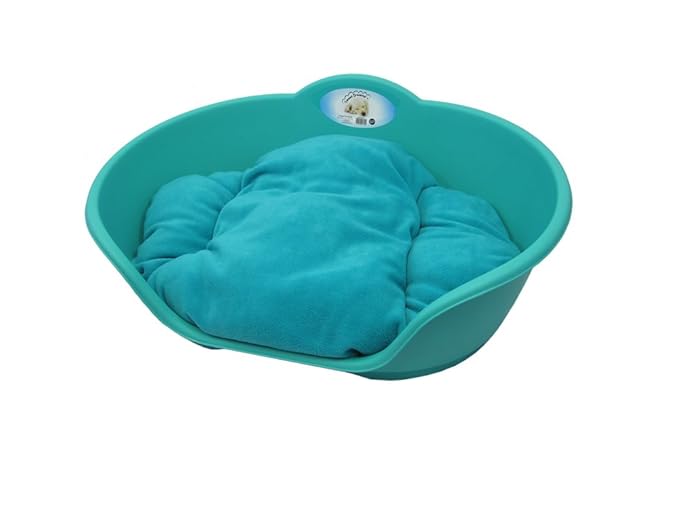 TEAL PLASTIC WITH TEAL CUSHION /MEDIUM HEAVY DUTY PET BED DOG/CAT