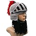 GIANCOMICS Red Tassel Roman Halloween Cosplay Knight Helmet Visor Beanie Knit Hat Cap Grey LM03