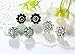 6 Pairs/Set Multicolor Round Flower Rhinestone Resin Rainbow Fashion Bar Stud Earring (Silver)