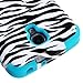 LG Volt Case, Rock Me Wireless (TM) 3 items Bundle - Screen Protector, 24K Gold Plating Electromagnetic Waves Blocking Sticker and Triple Layers Protective Case for LG Volt LS740. (Zebra / Teal)