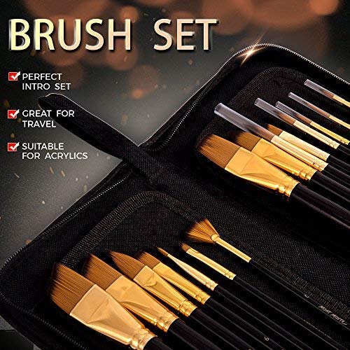 image for Art Paint Brushes Set by Mont Marte, Great for Watercolor, Acrylic, Oi