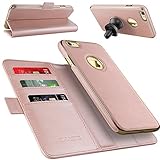 iPhone 6s Wallet Case with Detachable Slim Case, LOHASIC [3 Card Slots] Premium Leather 2 in 1 [Magnetic Folio Flip] Hands-Free Kickstands Pouch Cover for iPhone 6s & 6 - [Rose Gold,4.7”]