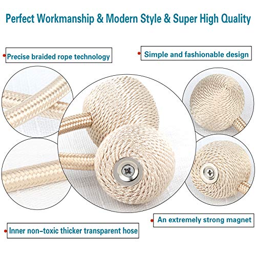 image for Topspeeder 6 Pack European Style Magnetic Woven Texture Rope Curtain T