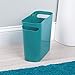 InterDesign Una Rectangular Trash Can with Handles, Waste Basket Garbage Can for Bathroom, Bedroom, Home Office, Dorm, College, 10-Inch, Teal Blue