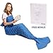 AmyHomie Mermaid Tail Blanket for Adults, Crochet Mermaid Blanket for Women Soft All Seasons Sleeping Blankets for Teen Girls (ScaleBlue,Adults)
