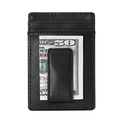 HOJ Co. Eastwood Money Clip Wallet-Front Pocket Wallet-Leather Covered Clip-Slim