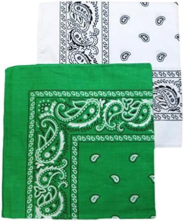 "2 Pack" PACK OF 2 BANDANAS 100% Cotton, Head Wrap 22" x 22" 2 Bandanas in One Pack
