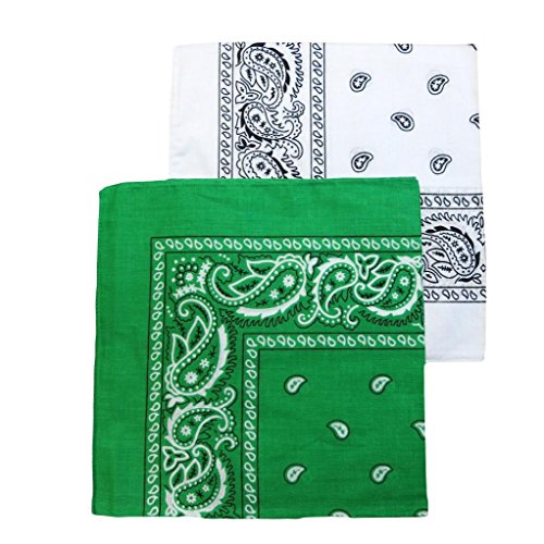 "2 Pack" PACK OF 2 BANDANAS 100% Cotton, Head Wrap 22" x 22" 2 Bandanas in One Pack
