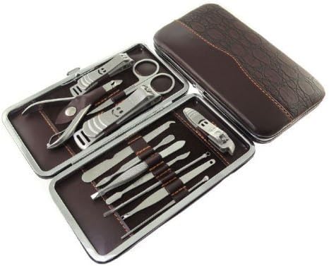 Stone Pattern Case+12pcs Nail Clipper Kit Nail Care Set Pedicure Scissor Tweezer Knife Ear pick Utility Manicure Set Tools