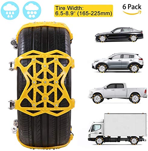 Car Tire Snow Chains - Premium Quality Strong Durable All Season Anti-Skid Car, SUV, and Pick Up Patterned Tire Chains for Emergencies and Road Trip