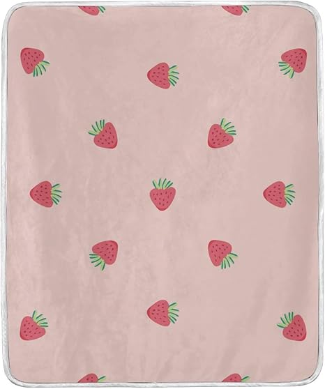 Amazon 毛布 いちご柄 かわいいシングル ふわふわ 温かい 洗える 肌触り 冷房 防寒対策 春冬 車用 洗濯機可能 耐久性 防ダニ 抗菌防臭 優れ 寝具 オンライン通販