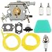Anzac Carburetor with gaskets Primer Bulb Spark Plug Air Filter Fuel Filter Fuel Line Hose Tube for Poulan Chainsaw 1950 2050 2150 2375 WT 89 891 Zama C1U-W8 C1U-W14 Replace 545081885