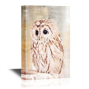 Canvas Wall Art - Baby Owl - Gallery Wrap Modern Home Art | Ready to Hang - 12x18 inches