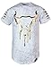 Screenshotbrand Mens Hipster Hip-Hop Premiun Tees - Stylish Longline Latest Fashion T-Shirts - Bull Print - White - Small