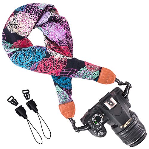 Wolven Soft Scarf Camera Neck Shoulder Strap Belt Compatible for All DSLR/SLR/Digital Camera (DC)/Instant Camera/Nikon/Canon/Sony/Pentax/Olympus/Leica/Fujifilm etc, Pattern 03