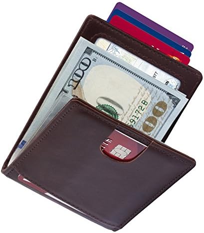 Slim Money Clip Front Pocket Leather Wallets for Men Card Holder RFID Blocking