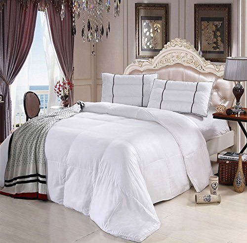 Royal Hotel Collection King Size 106X90" Baffle Box 100% Bamboo White Down Alternative Comforter Duvet Insert 300 Thread Count 86 Oz Down Alt Fillings
