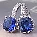 GULICX Fashion White Gold Electroplated Sapphire Color Blue Huggie Hoop Earrings Cubic Zirconia