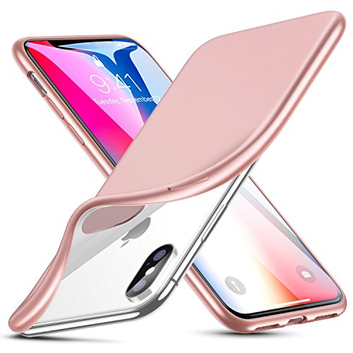 Iphone x case, esr slim rose gold soft tpu cover [suppo…