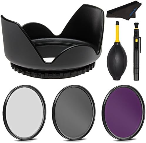 PRO 58mm Filter Kit + PRO 58 mm Tulip Lens Hood for Canon EF-S 18-55mm f/3.5-5.6 is II - 58 mm Polarizing Filter, 58mm UV Filter, 58mm Florescent Filter & 58mm Flower Lens Shade Hood