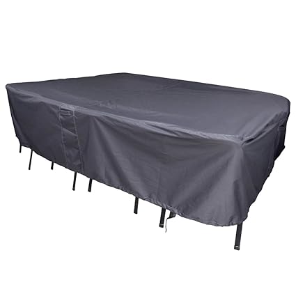 M&H Patio Furniture Set Premium Heavy Duty Waterproof TPU Cover - Fits Large Oval Or Rectangular Table with Chairs, Durable and Fade Resistant, 108 x 82, Gunmetal