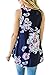 Dokotoo Womens Ladies Summer Casaul Sleeveless Floral Print Blouses Tank Tops Work Navy Large