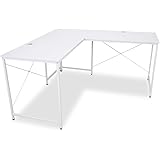 DORIS デスク コーナーデスク L字型 幅150cm I字 最大幅242cmのロングデスク 足元スッキリ 組立式 ホワイト スクリュー