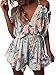 Famulily Women's Cute Summer Beach Cold Shouler Flower Print Short Jumpsuit Romper(M)