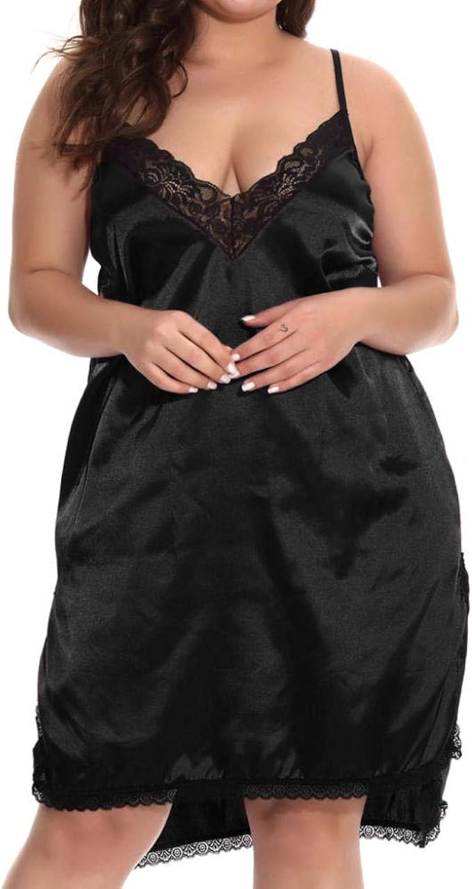 Womens Babydoll Lingerie Women Sexy Lingerie Satin Nightgown Lace