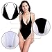 SHEKINI Women's High Cut One Piece Bathing Suit Backless Thong Brazilian Swimsuit (Black, Large)