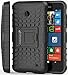 Fosmon [RUGGED] Nokia Lumia 630, Nokia Lumia 635 Case - HYBO-RAGGED Heavy Duty Hybrid Protective Cover with Kickstand - Retail Packaging (Black)