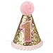 ANYI16 Gold Glitter Sparkle Princess 1st Birthday Hat with Adjustable Headband for Baby Girl Party Supplies
