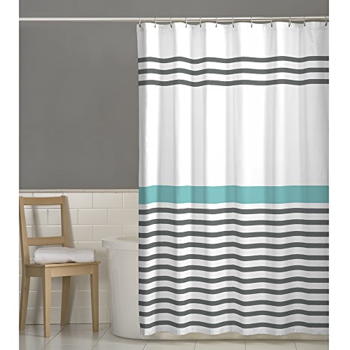 Maytex Simple Stripe Fabric Shower Curtain, 70 X 72 Inch , Striped