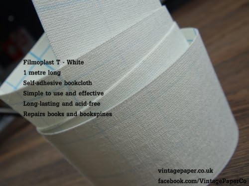 Filmoplast T - Bookbinding Cloth, Acid-free Book Spine Repair Tape (White) 1 Meter x 5cm - Free Delivery
