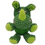 EETOYS Squeaky Plush Dog Toy Durable Small Dog Toys Low Stuffing Interactive Dog Plush Toys For Teething Puppy Chew Toys Reduces Boredom With Chew Guard Squeaker (Small, Rhinoceros with Squeaker Body)