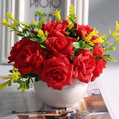 Nadalan 造花花 花瓶付き バラの造花 ブーケ デスクやホームデコレーションに Anadis Nl