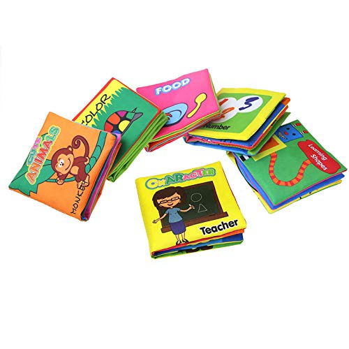 Tangomall Baby's First Non-Toxic Soft Cloth Book Set- Crinkle,Colorful - Pack of 6 for Toddlers