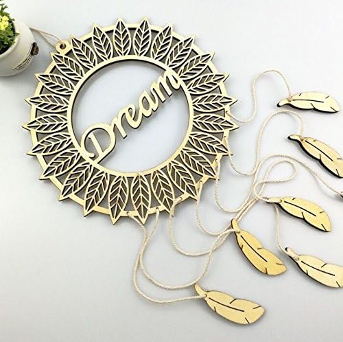 DrCor Personalized Wood Dream Catcher Large Size 8x20 Inch Boho Chic Native American Hanging Ornaments Wall Pediments For Nursery Baby Bridal Shower Wedding Home Bedroom Decor Laser Cut Handcraft