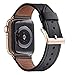 WFEAGL Compatible iWatch band 44mm 42mm, Top Grain Leather Band With Gold Connector (the Same as Series 5/4 With Gold Stainless Steel Case in Color) for iWatch Series 5/4/3/2/1 (Black Band+Gold Connector)