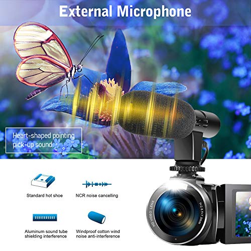 Videocmara-Cmara-de-Video-27K-Videocamara-Full-HD-30MP-con-Micrfono-Control-Remoto-Videocmara-Pantalla-Tctil-Giratoria-y-Funcin-de-Cmara-Web