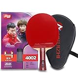 DHS 4-Star 4002 Shake Hand Premium Table Tennis Racket Ping Pong Paddle Blade Inverted Rubber with Carry Case